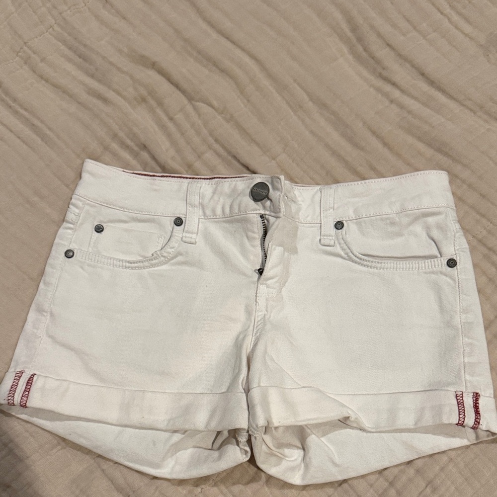 Sanctuary White Jean Shorts with Red Accents